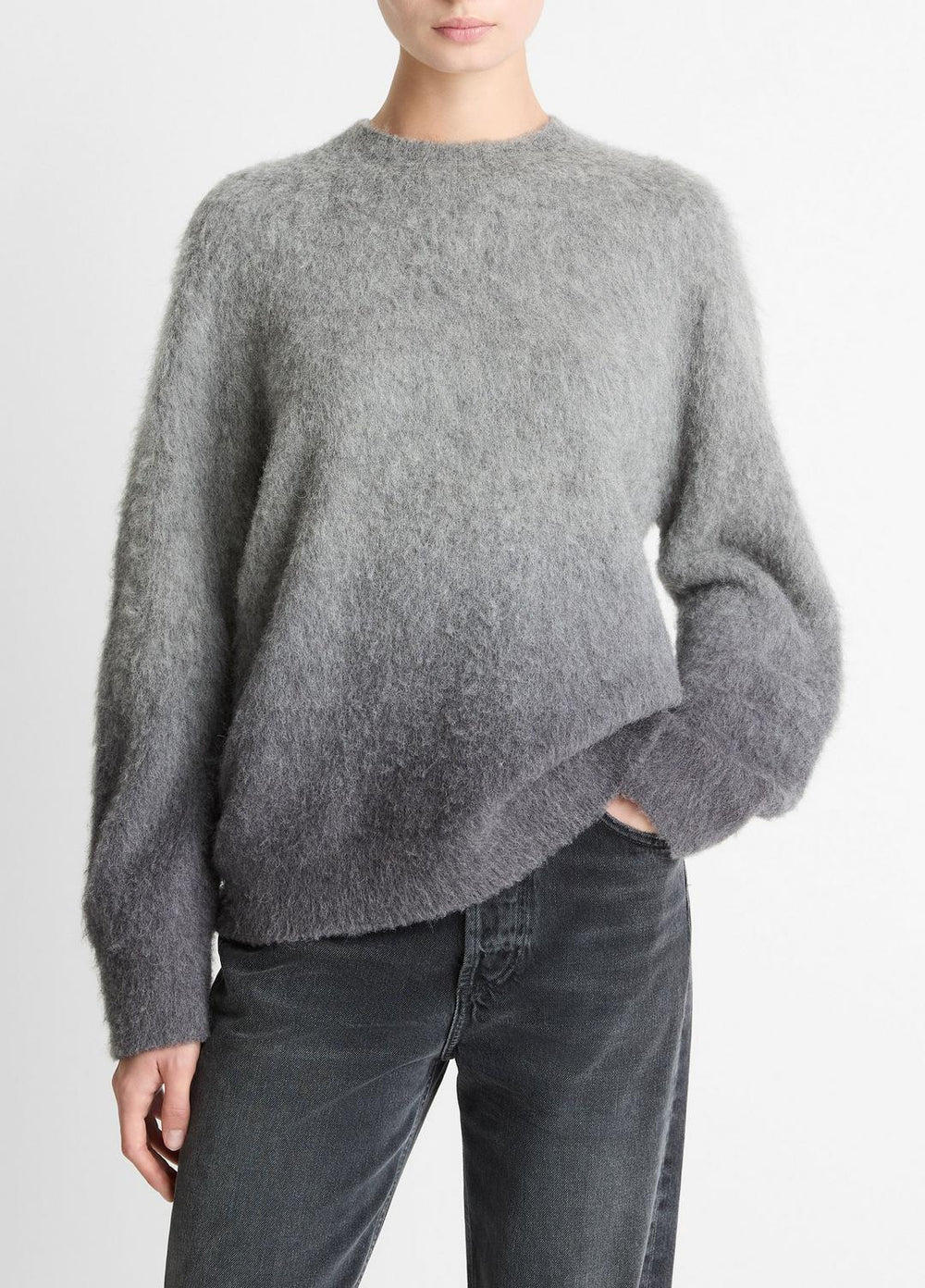 VINCE | Ombré Alpaca & Wool-Blend Sweater in Crew Neck - GREY OMBRE