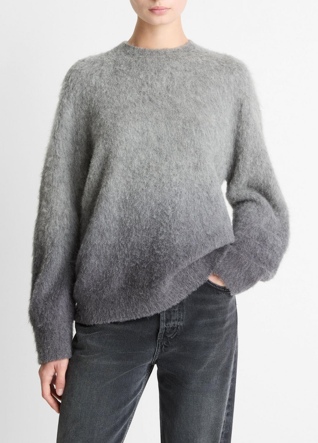 VINCE | Ombré Alpaca & Wool-Blend Sweater in Crew Neck - GREY OMBRE