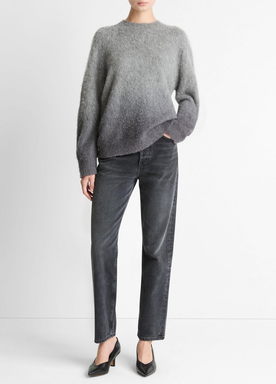 VINCE | Ombré Alpaca & Wool-Blend Sweater in Crew Neck - GREY OMBRE