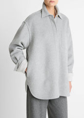 VINCE | Double-Face Wool & Cashmere-Blend Shirt Jacket in Jackets - HEATHER GREY