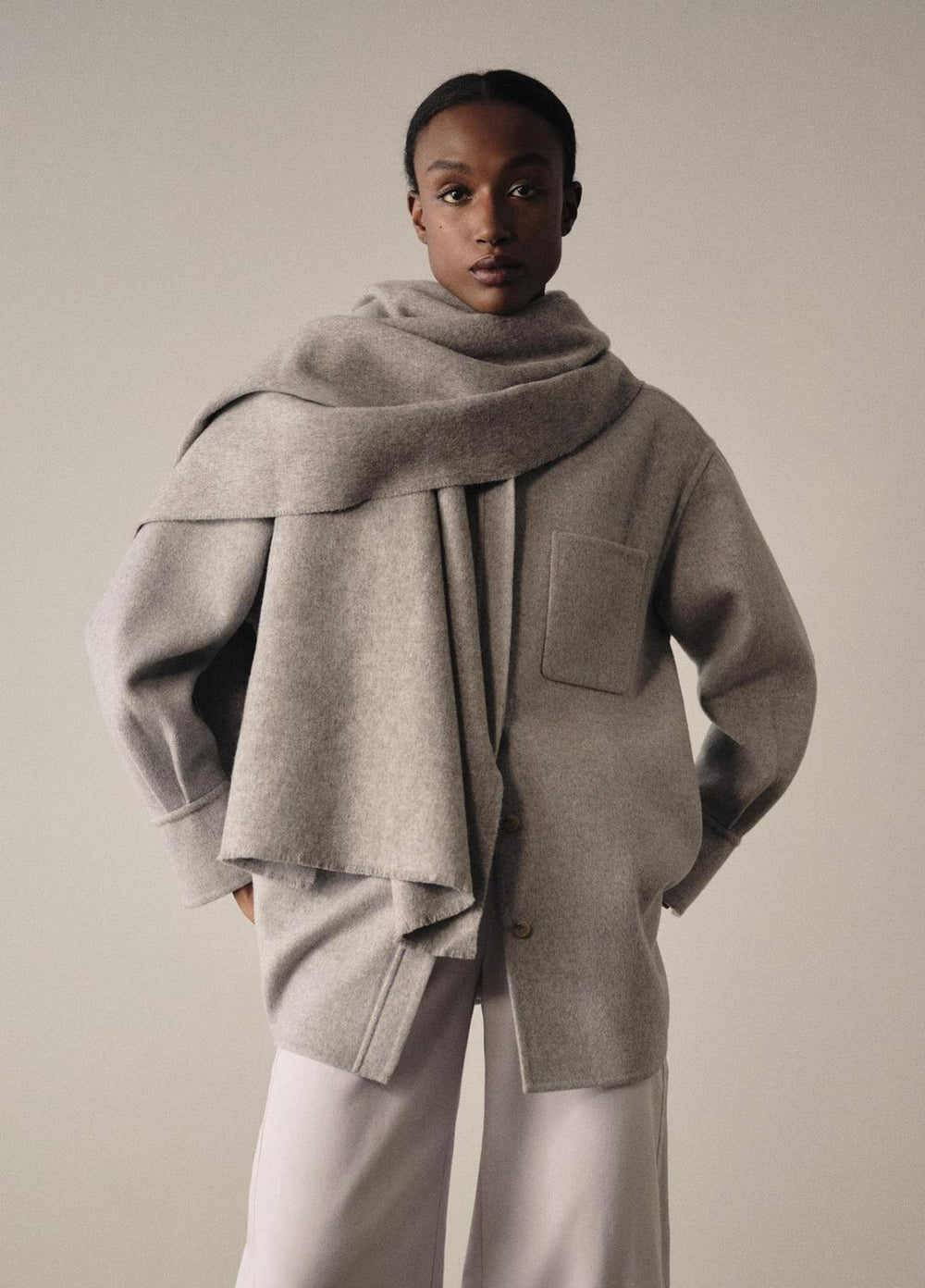 VINCE | Double-Face Wool & Cashmere-Blend Shirt Jacket in Jackets - HEATHER GREY