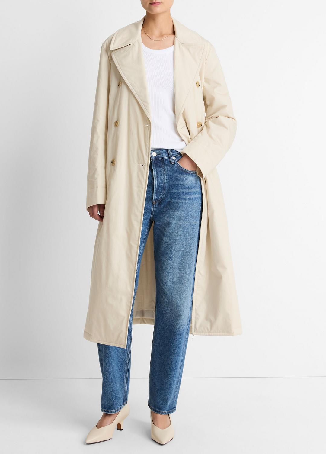 VINCE | Padded Cotton Long Coat in Coats - WHITE TEA
