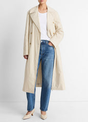 VINCE | Padded Cotton Long Coat in Coats - WHITE TEA