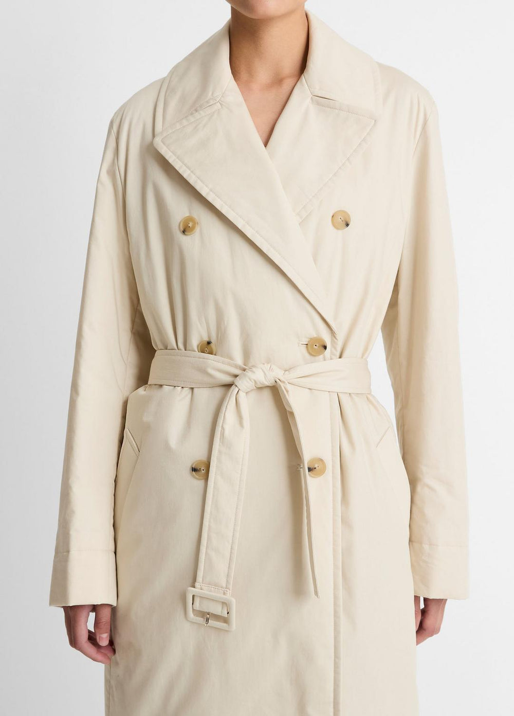 VINCE | Padded Cotton Long Coat in Coats - WHITE TEA