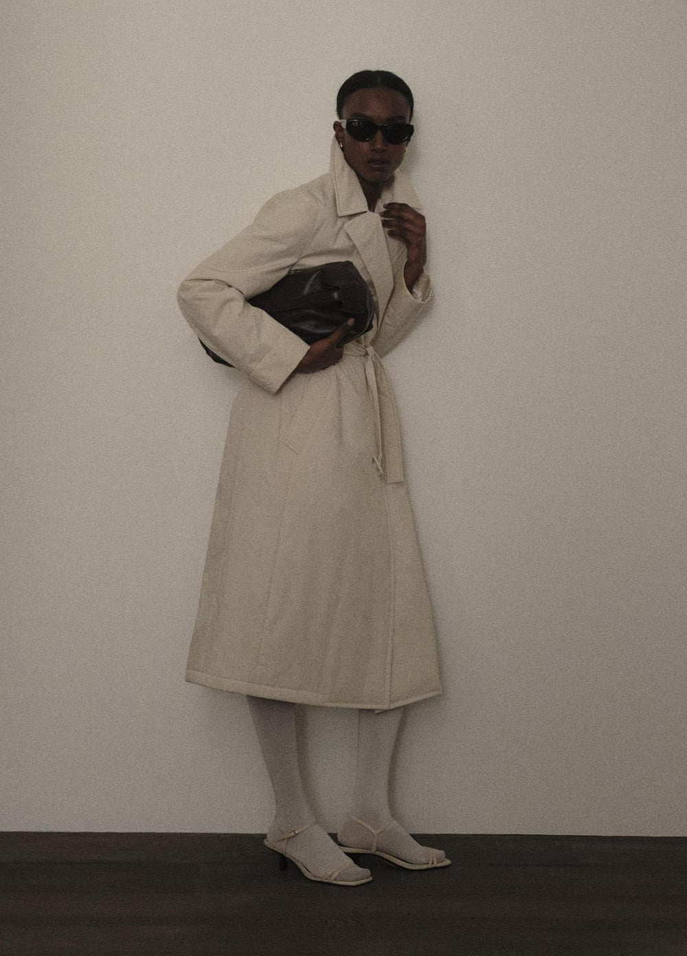 VINCE | Padded Cotton Long Coat in Coats - WHITE TEA