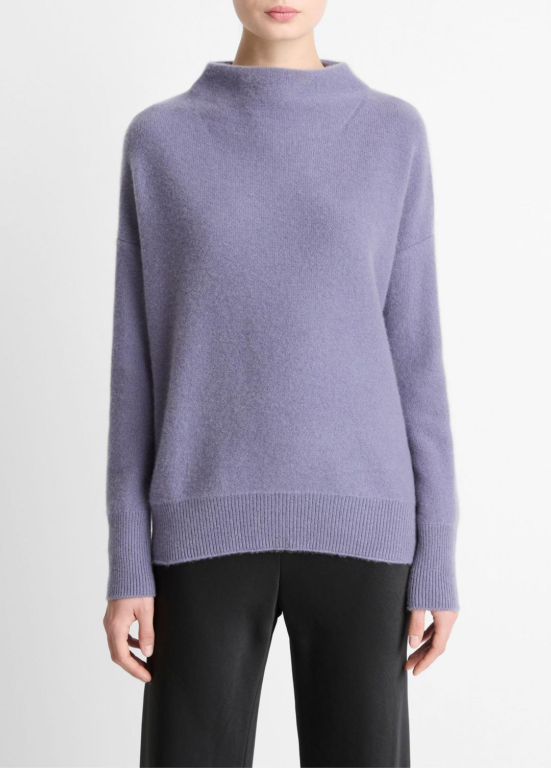 VINCE | Plush Cashmere Funnel-Neck Sweater in Turtleneck - MAUVE IRIS