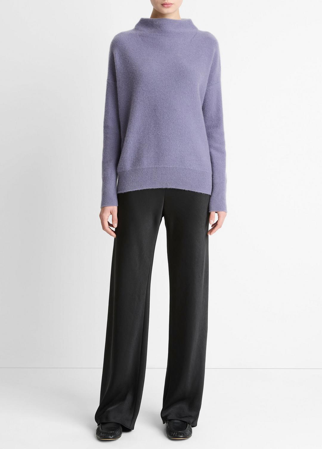 VINCE | Plush Cashmere Funnel-Neck Sweater in Turtleneck - MAUVE IRIS