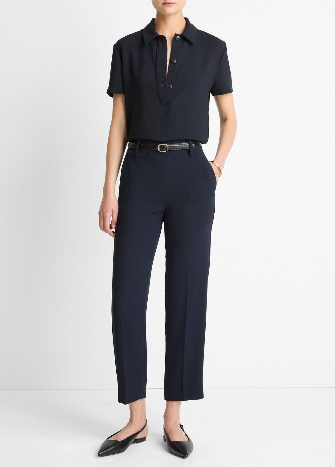 VINCE | Crepe Tapered Pull-On Pant in Trousers - COASTAL BLUE