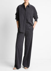 VINCE | Cotton Corduroy Pull-On Pant in Wide Leg - GRAPHITE