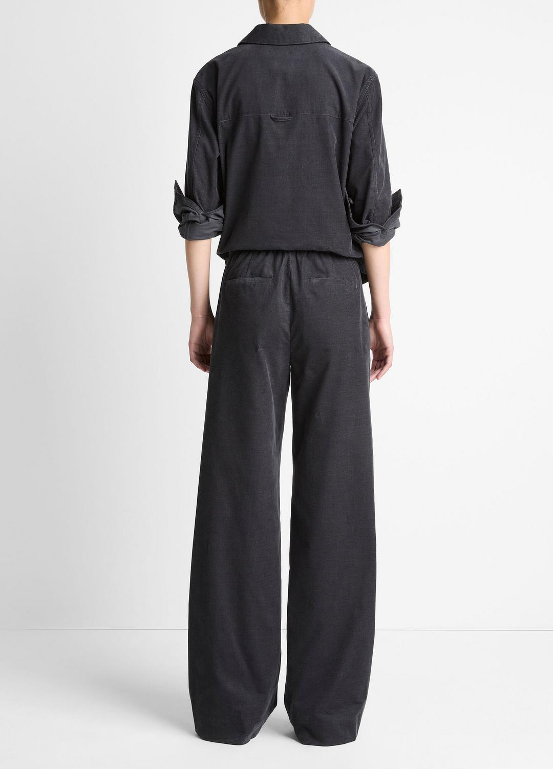 VINCE | Cotton Corduroy Pull-On Pant in Wide Leg - GRAPHITE