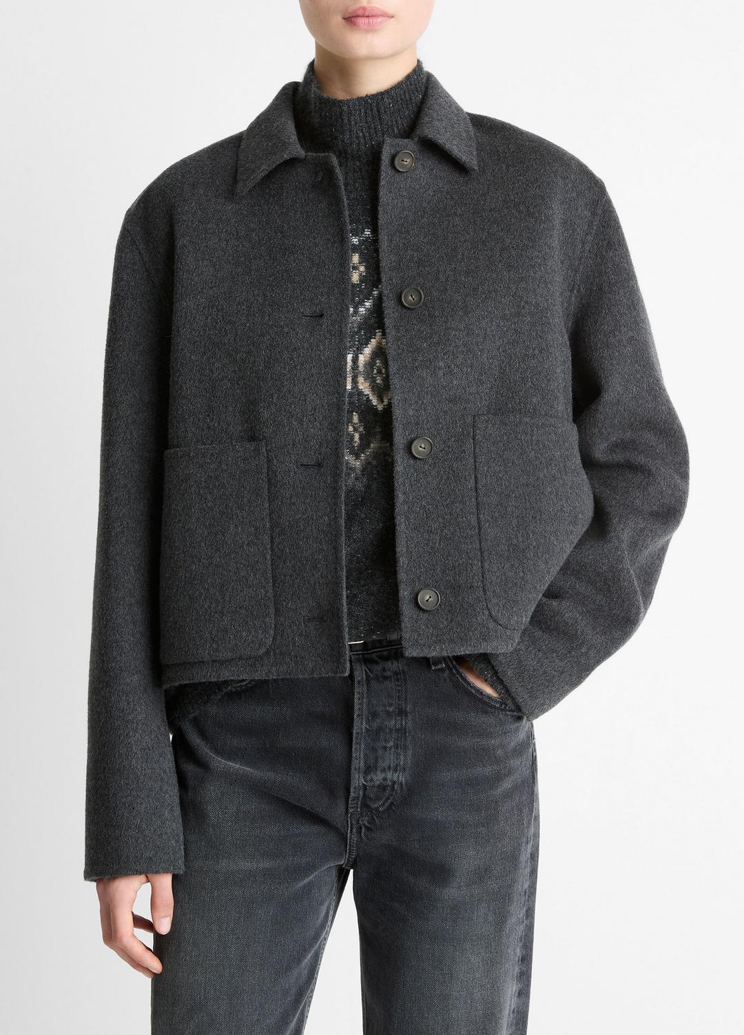 VINCE | Wool & Cashmere-Blend Short Jacket in Jackets - CHARCOAL