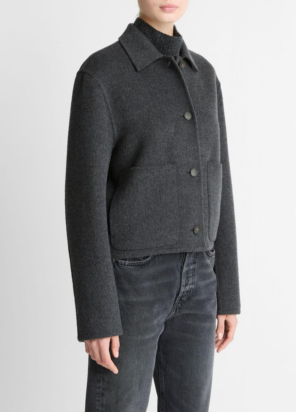 VINCE | Wool & Cashmere-Blend Short Jacket in Jackets - CHARCOAL