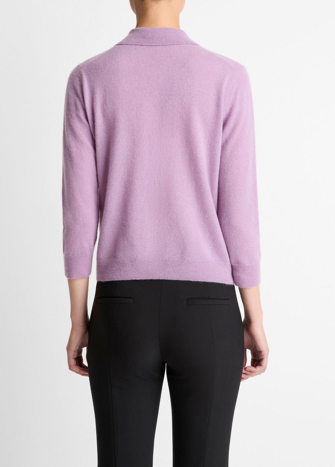 VINCE | Cashmere-Silk Polo Sweater in Cashmere - MULBERRY