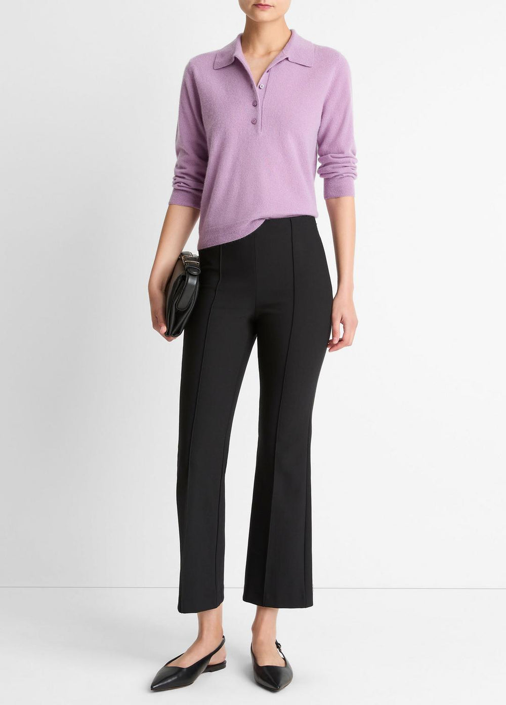 VINCE | Cashmere-Silk Polo Sweater in Cashmere - MULBERRY