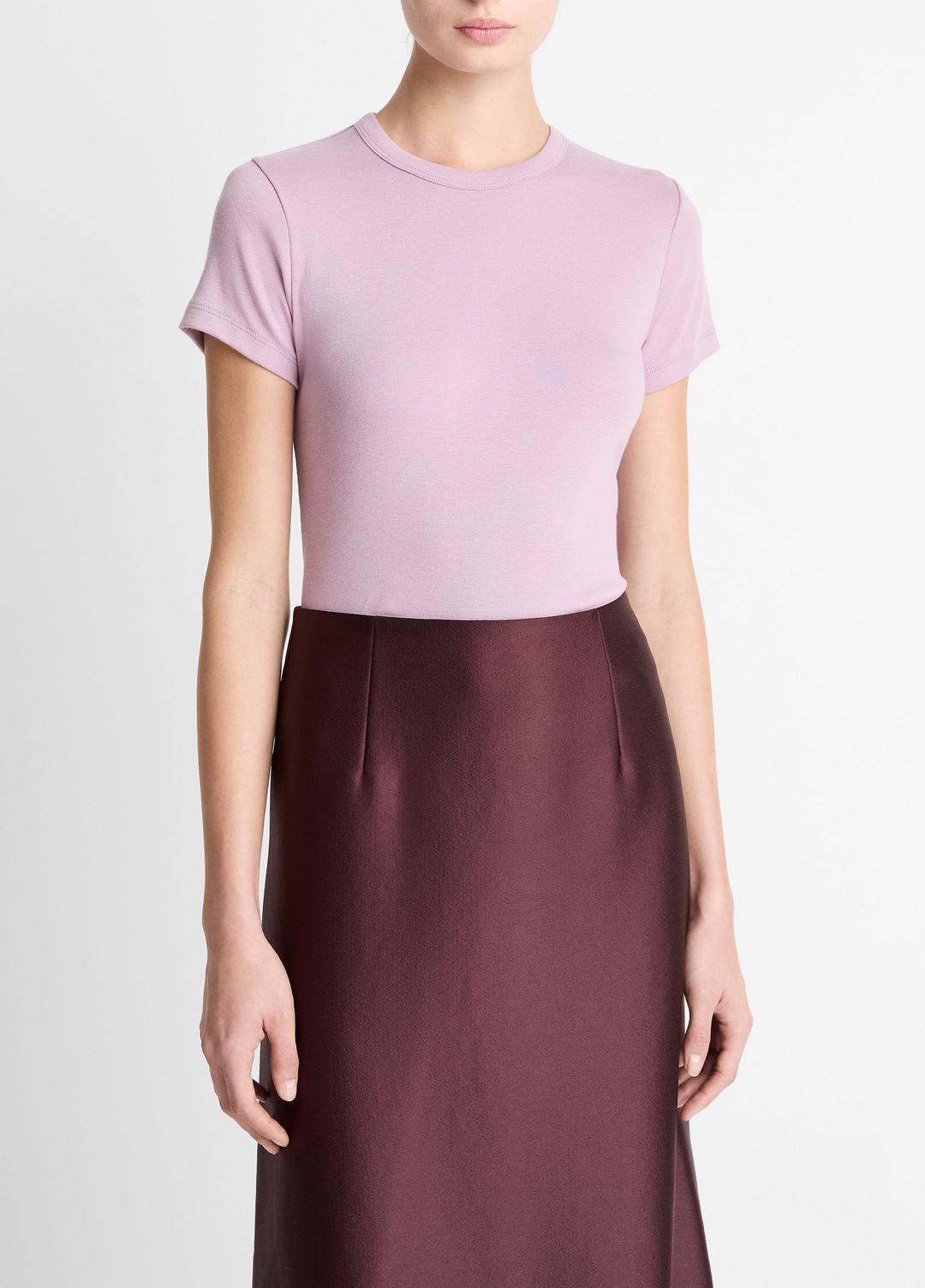 VINCE | Pima Cotton-Blend '90s Shrunken T-Shirt in Short Sleeve - AMETHYST