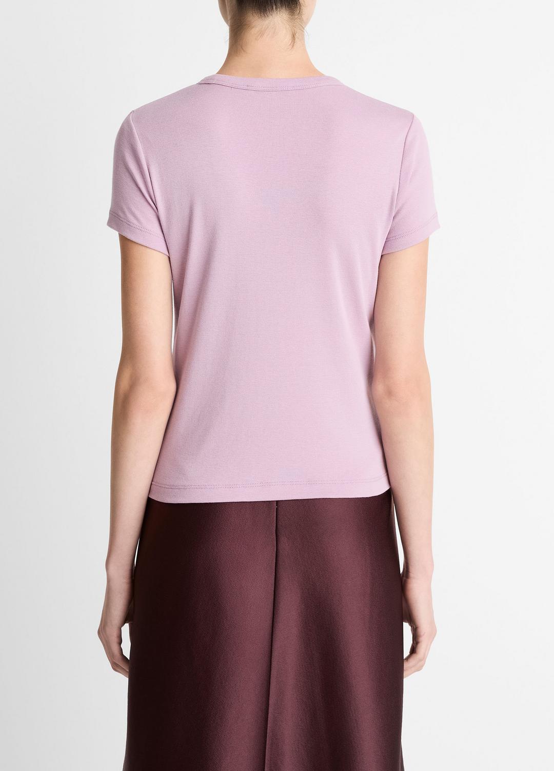 VINCE | Pima Cotton-Blend '90s Shrunken T-Shirt in Short Sleeve - AMETHYST