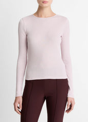 VINCE | Ribbed Pima Cotton Long-Sleeve T-Shirt in Long Sleeve - IRIS QUARTZ