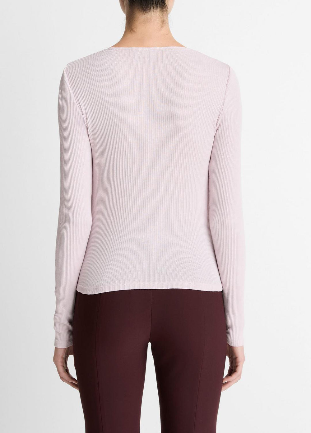 VINCE | Ribbed Pima Cotton Long-Sleeve T-Shirt in Long Sleeve - IRIS QUARTZ