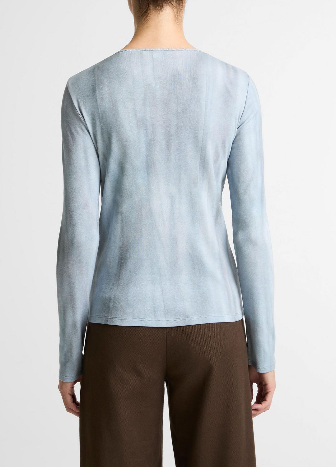VINCE | Washed Ombré Pima Cotton-Blend Long-Sleeve T-Shirt in Long Sleeve - AZURA WASH