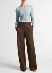 VINCE | Washed Ombré Pima Cotton-Blend Long-Sleeve T-Shirt in Long Sleeve - AZURA WASH