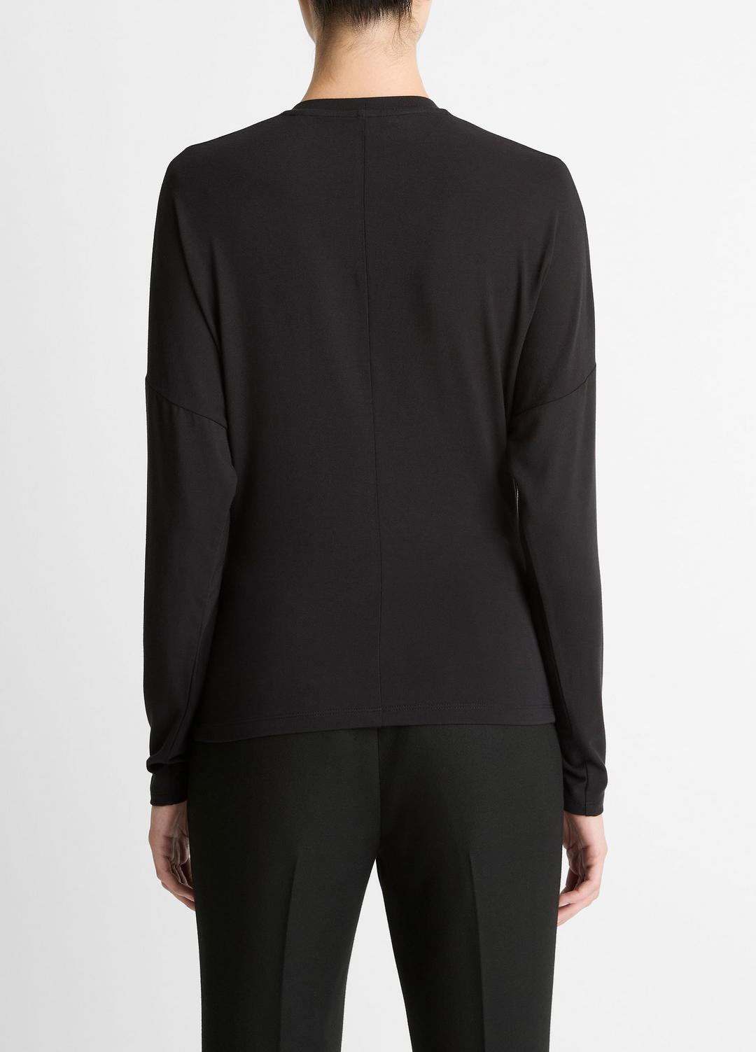 VINCE | Fixed-Drape Long-Sleeve T-Shirt in Long Sleeve - BLACK