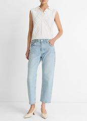 VINCE | Cable-Knit Wool & Cotton-Blend Sweater Vest in V-Neck - OFF WHITE