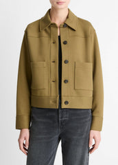 VINCE | Double-Face Cropped Jacket in Jackets - DARK OLIVE STONE