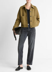 VINCE | Double-Face Cropped Jacket in Jackets - DARK OLIVE STONE