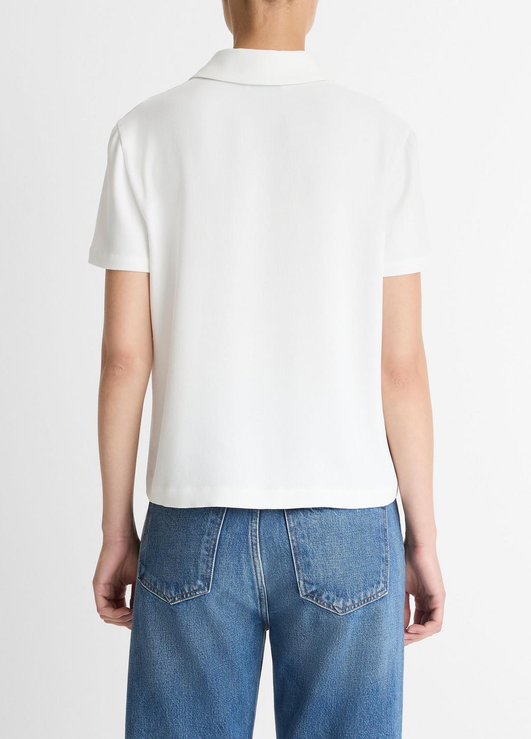 VINCE | Crepe Polo Shirt in Short Sleeve - OFF WHITE
