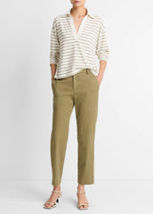 VINCE | Avery Mid-Rise Italian Stretch-Cotton Chino Pant in Trousers - OLIVE STONE