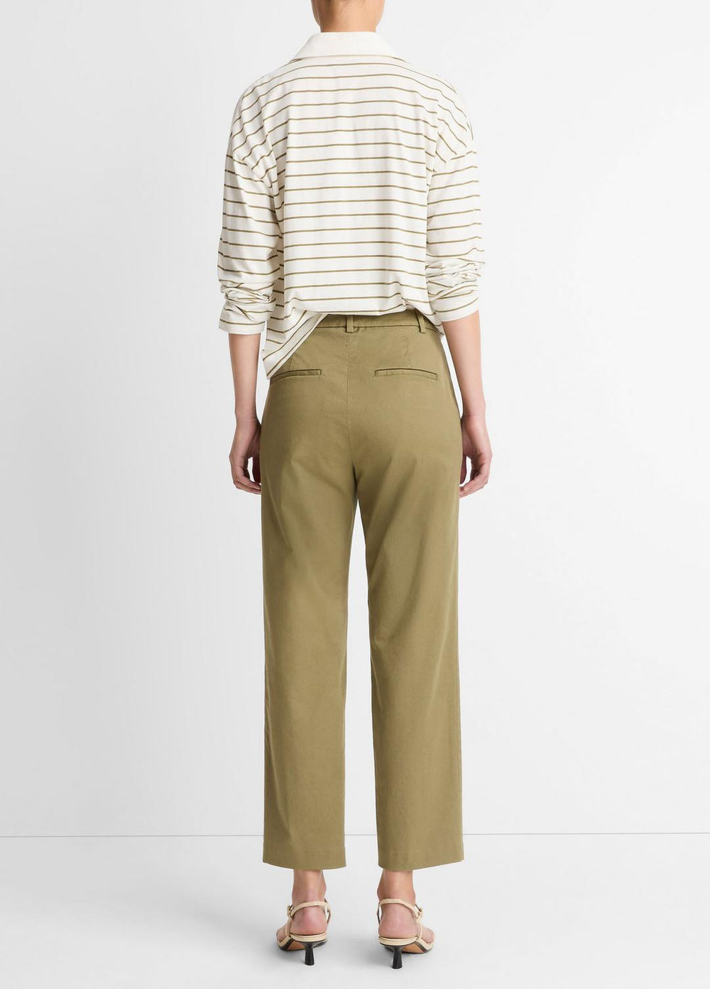 VINCE | Avery Mid-Rise Italian Stretch-Cotton Chino Pant in Trousers - OLIVE STONE