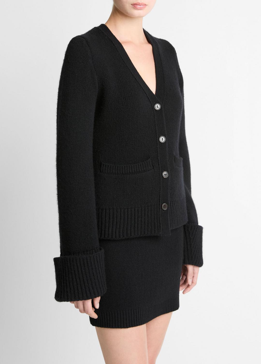 VINCE | Double-Face Wool & Cashmere-Blend Cardigan in Cardigans - BLACK