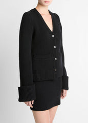 VINCE | Double-Face Wool & Cashmere-Blend Cardigan in Cardigans - BLACK