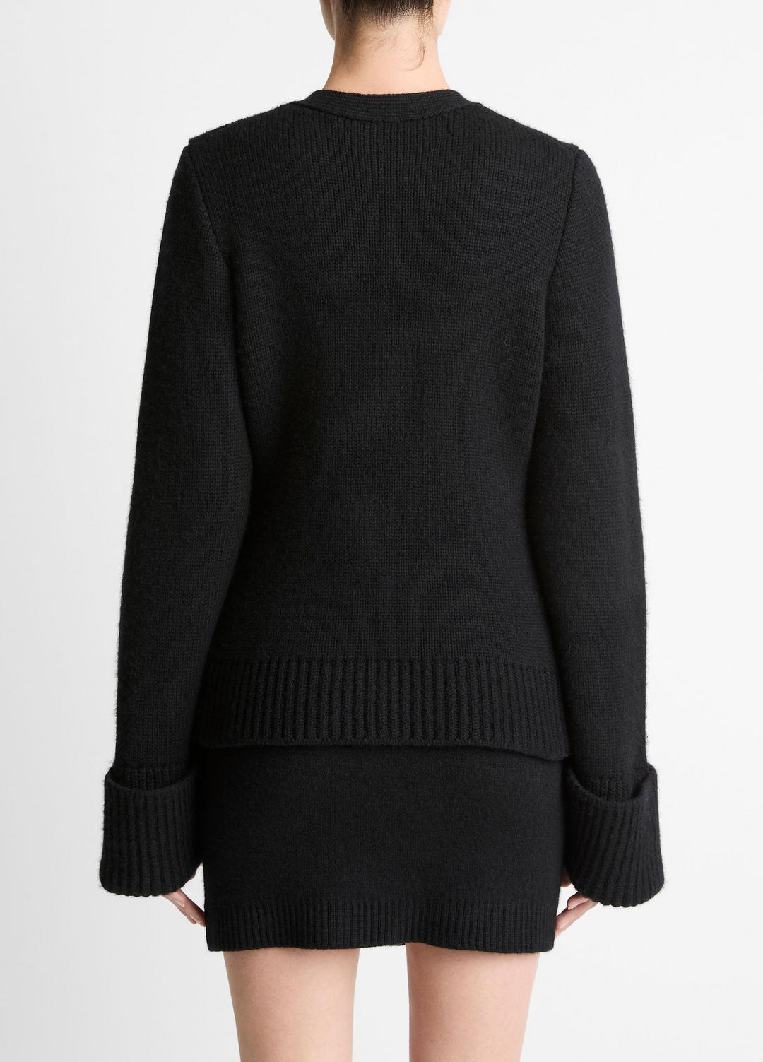 VINCE | Double-Face Wool & Cashmere-Blend Cardigan in Cardigans - BLACK