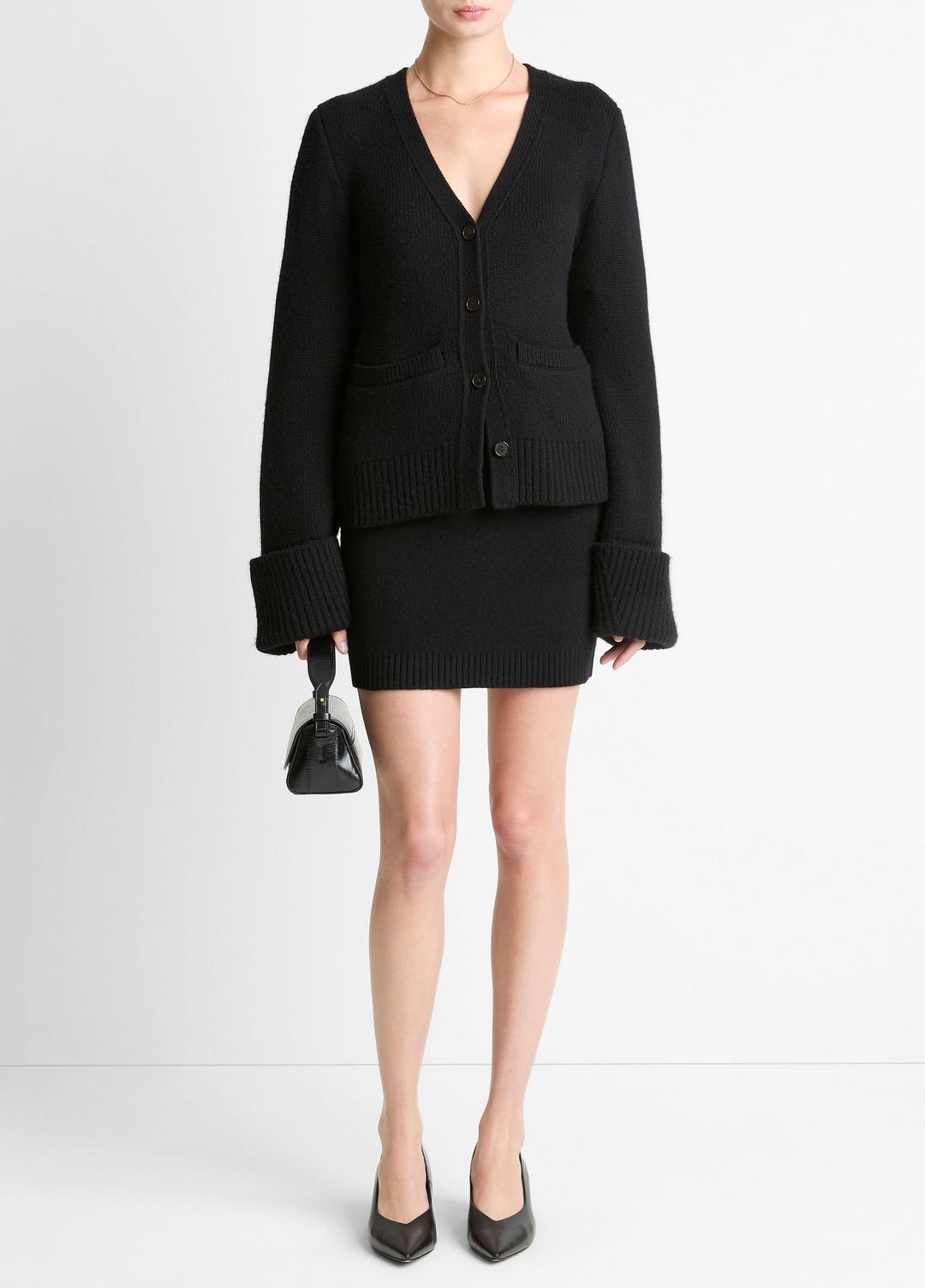 VINCE | Double-Face Wool & Cashmere-Blend Cardigan in Cardigans - BLACK