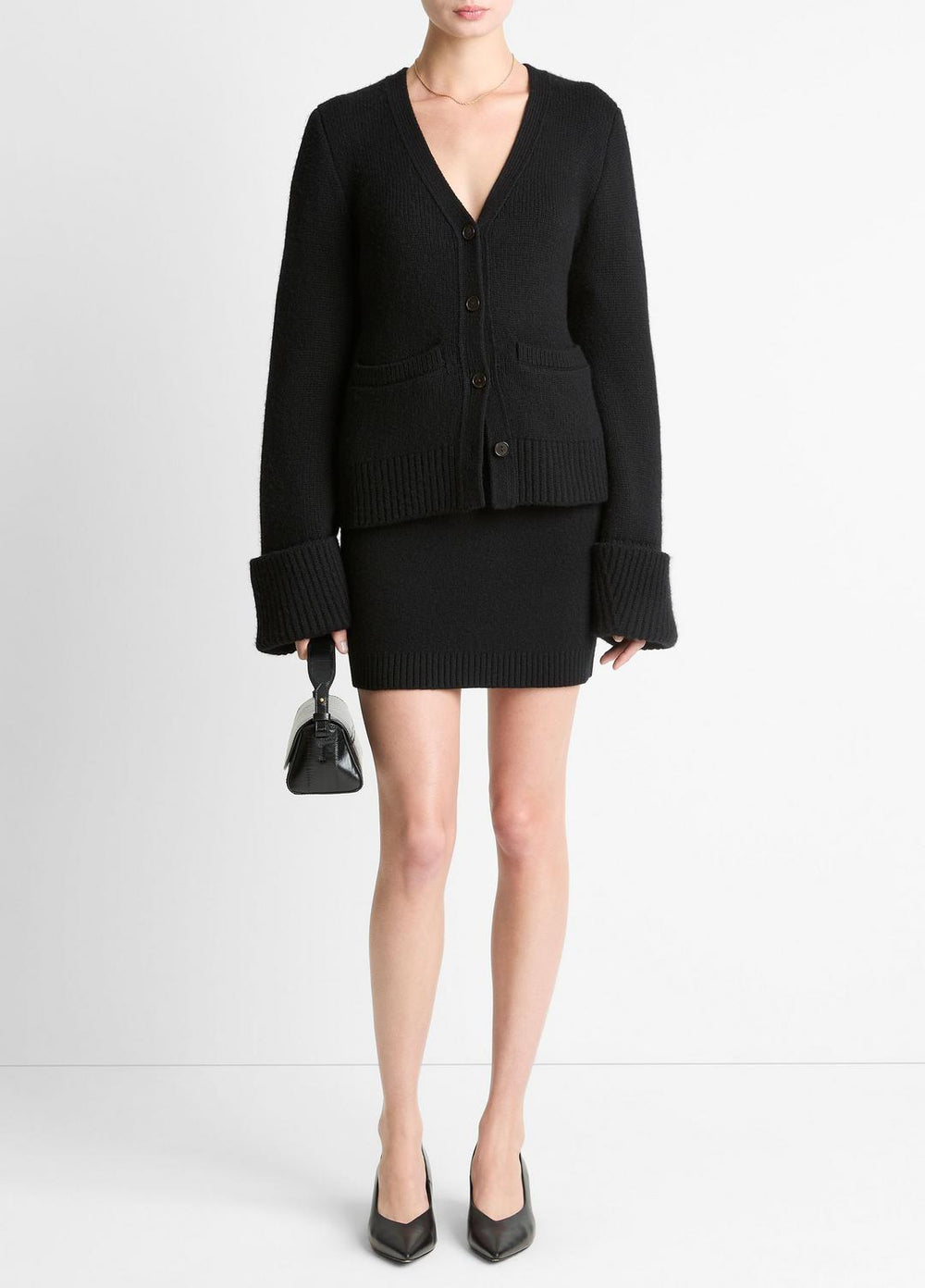VINCE | Double-Face Wool & Cashmere-Blend Cardigan in Cardigans - BLACK