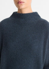 VINCE | Plush Cashmere Funnel-Neck Sweater in Turtleneck - HEATHER TIDE STONE