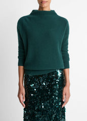VINCE | Plush Cashmere Funnel-Neck Sweater in Turtleneck - JUNIPER