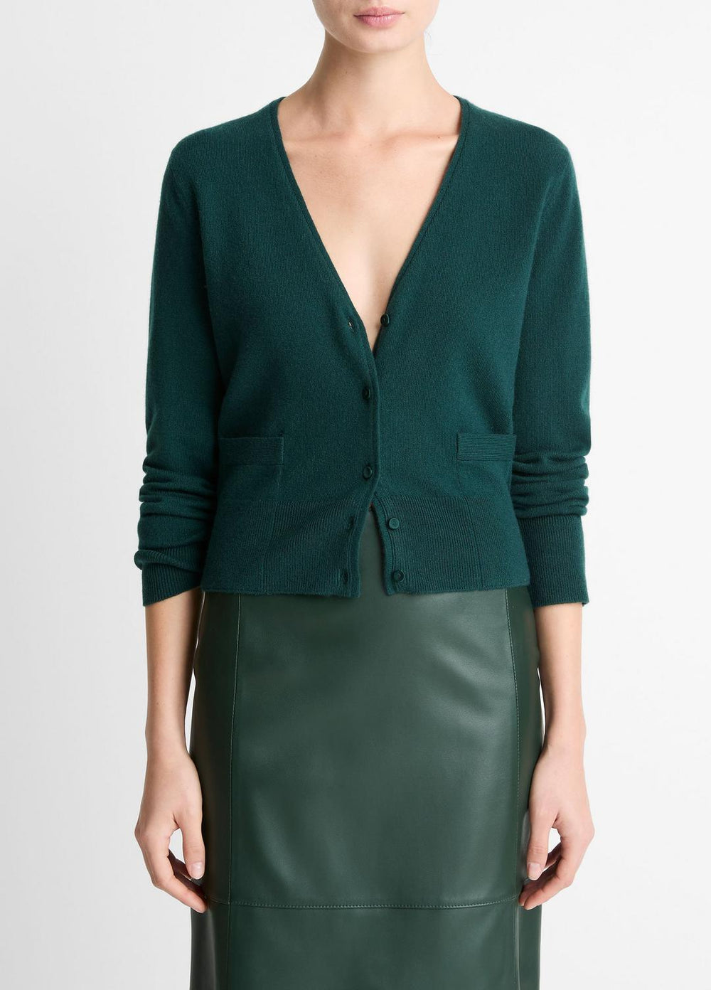 VINCE | Satin-Trim Wool & Cashmere-Blend Cardigan in Cardigans - JUNIPER