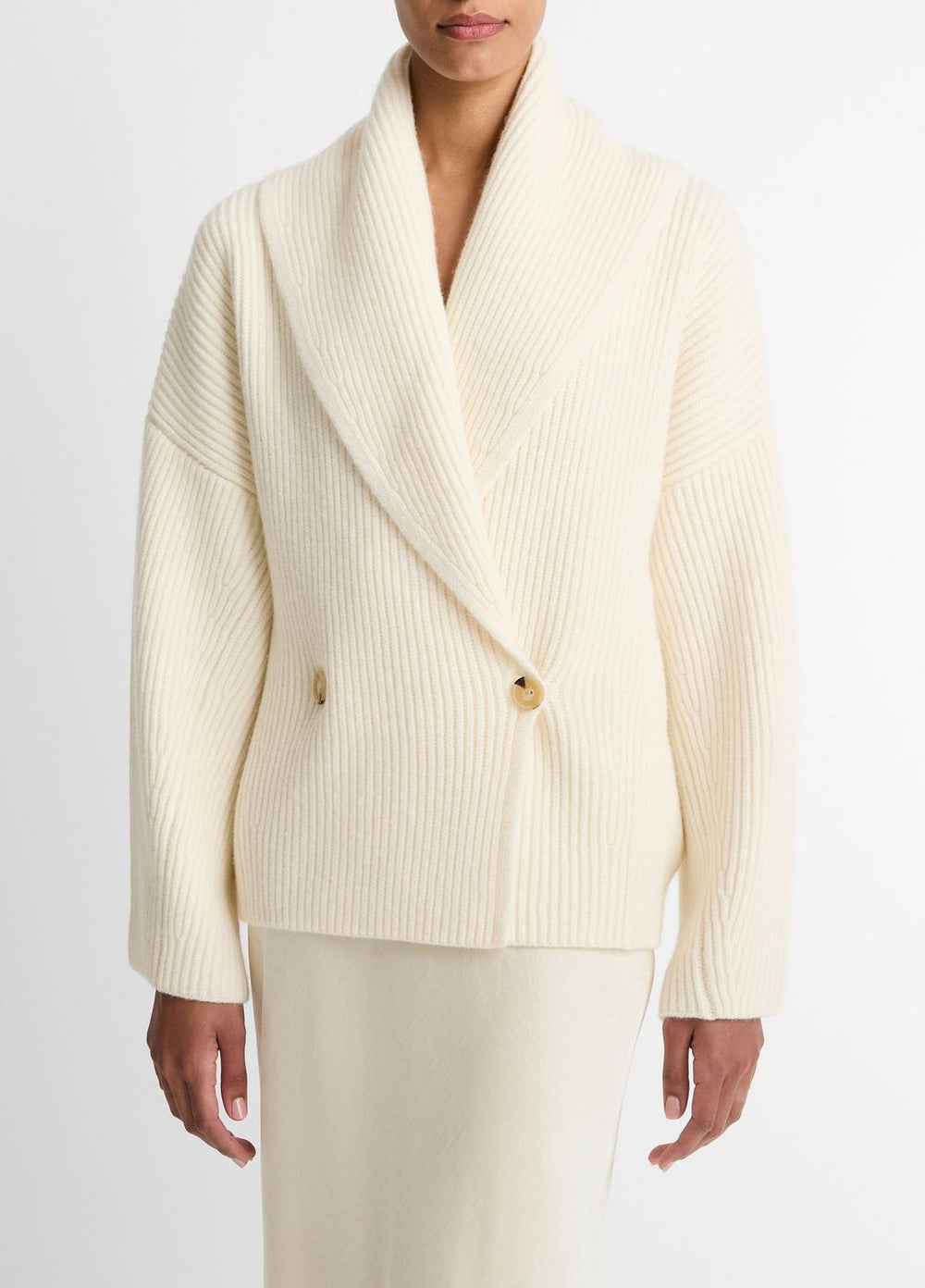 VINCE | Wool-Blend Draped Sweater Coat in Sweaters - OFF WHITE