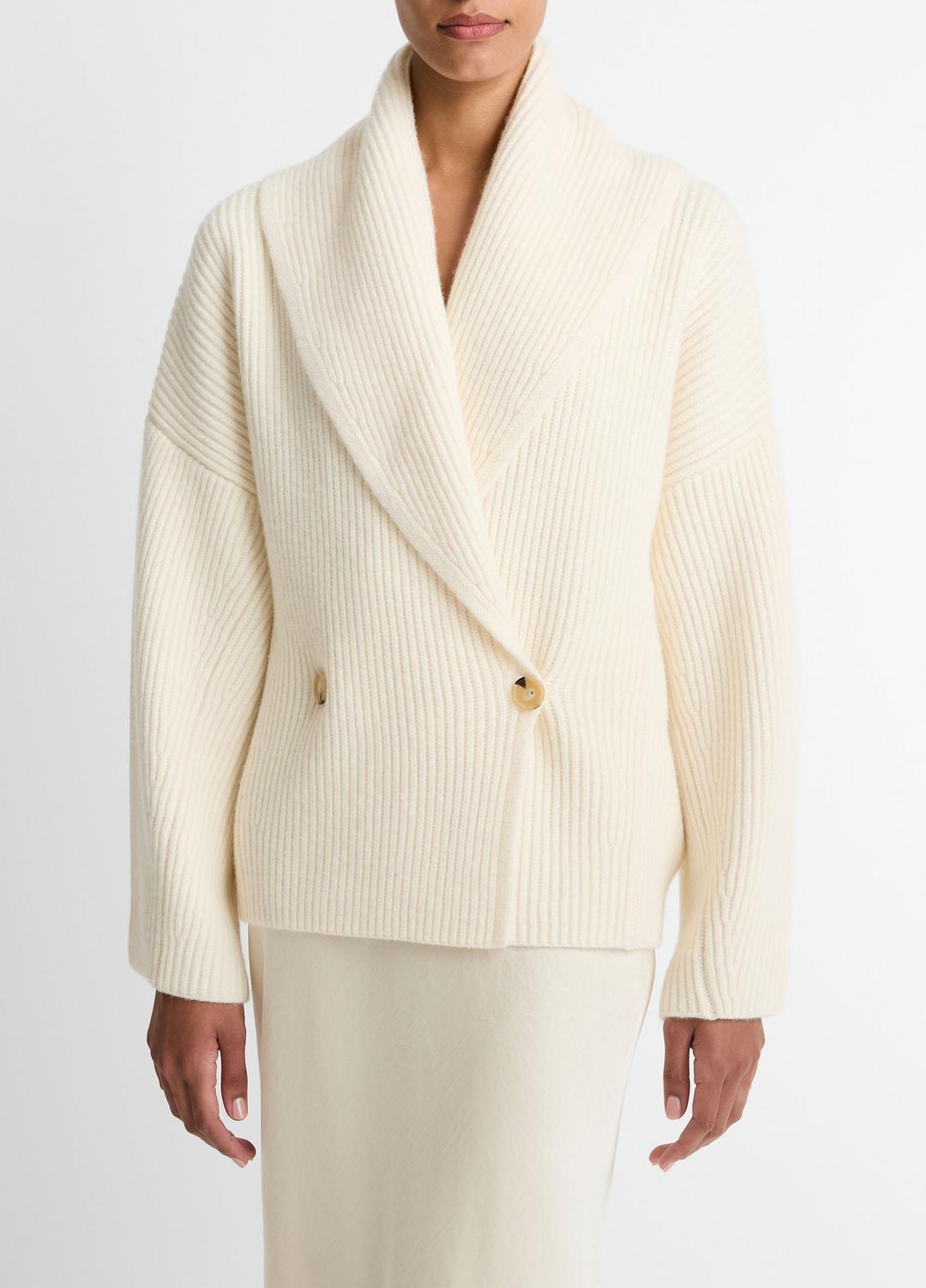 VINCE | Wool-Blend Draped Sweater Coat in Sweaters - OFF WHITE
