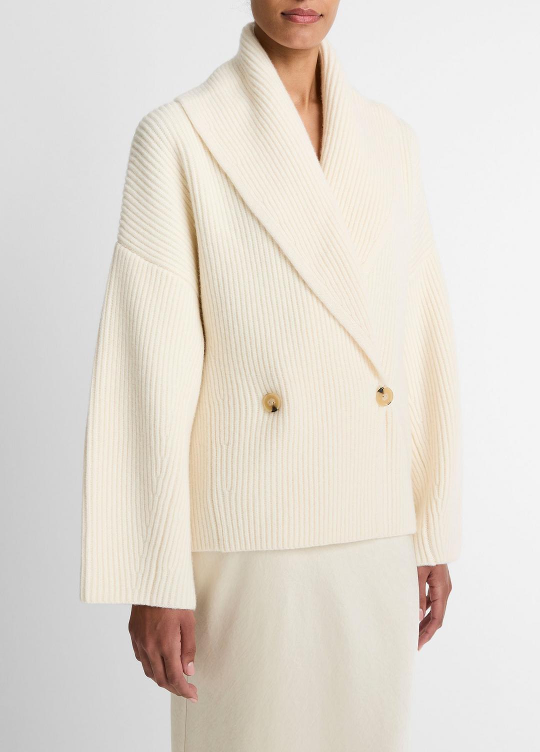 VINCE | Wool-Blend Draped Sweater Coat in Sweaters - OFF WHITE