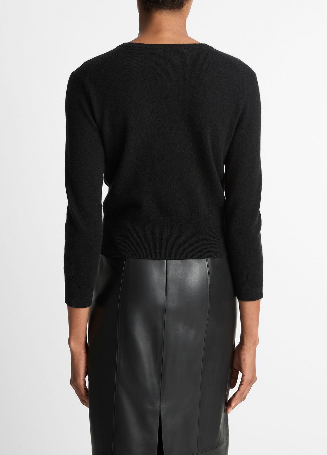 VINCE | Metal-Button Wool & Cashmere-Blend Cardigan in Cardigans - BLACK