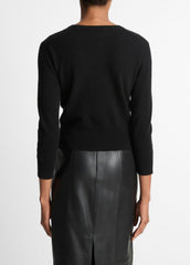VINCE | Metal-Button Wool & Cashmere-Blend Cardigan in Cardigans - BLACK