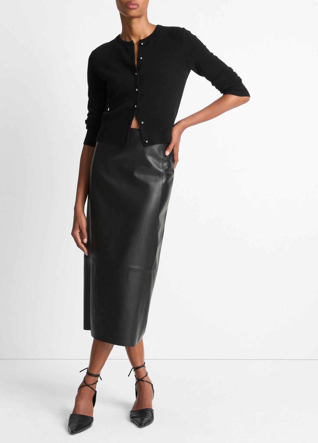 VINCE | Metal-Button Wool & Cashmere-Blend Cardigan in Cardigans - BLACK
