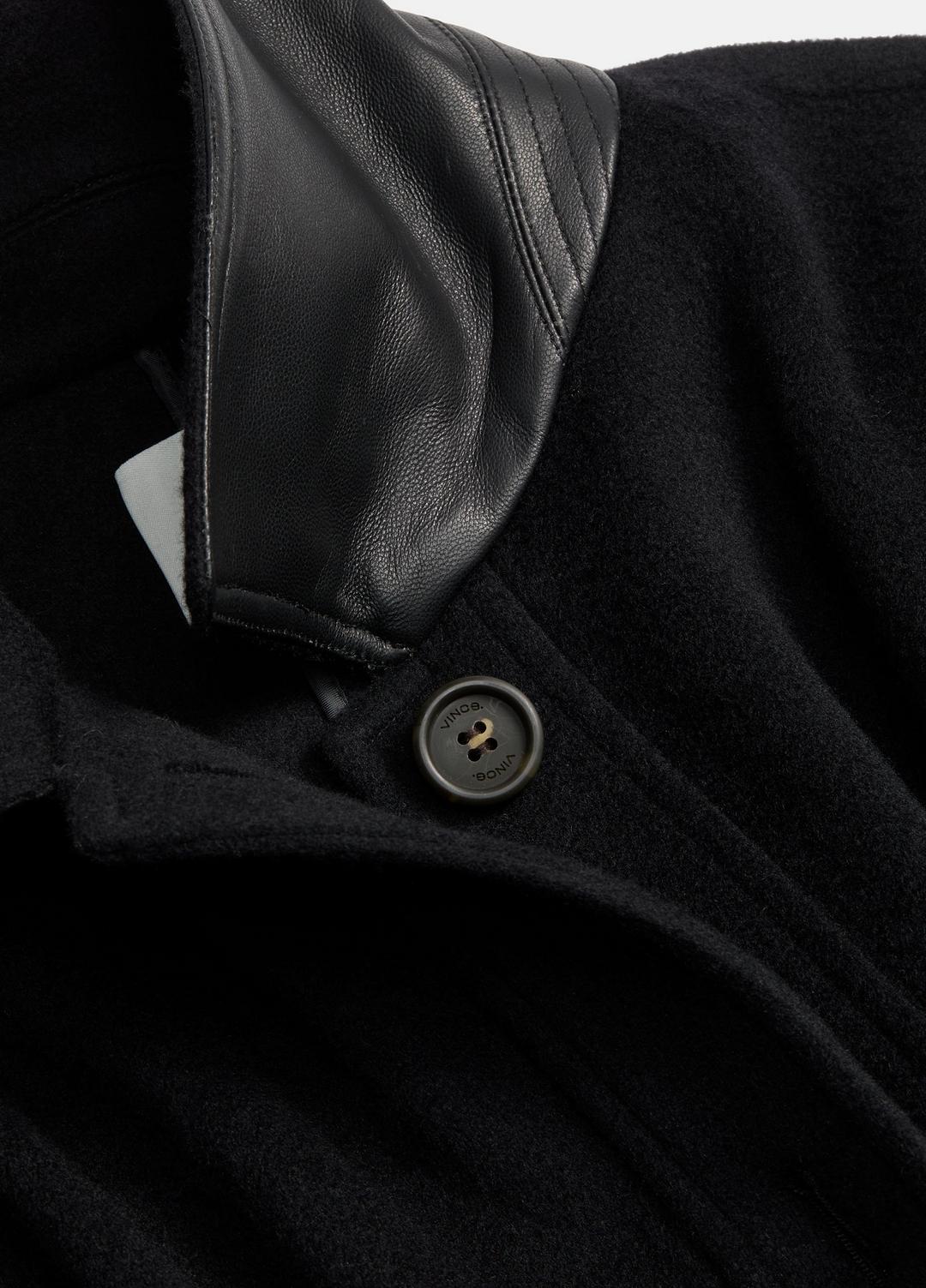 VINCE | Leather-Trim Wool Cape in Accessories - BLACK