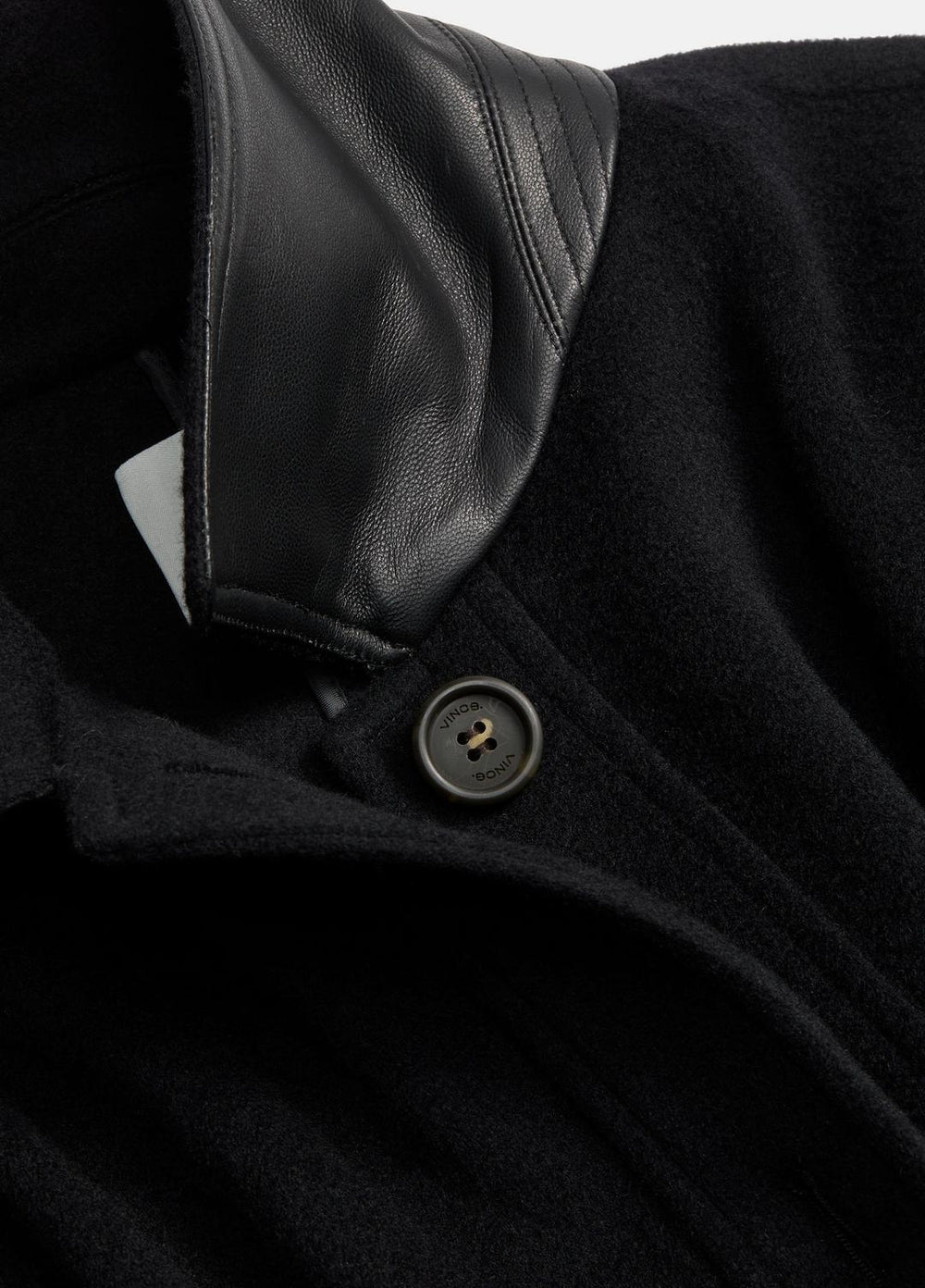 VINCE | Leather-Trim Wool Cape in Accessories - BLACK