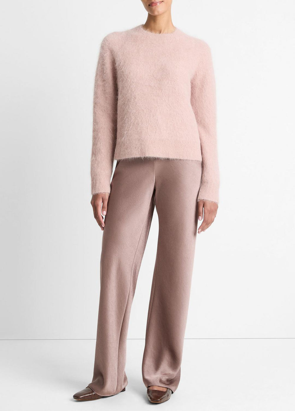 VINCE | Brushed Alpaca-Blend Crew Neck Sweater in Crew Neck - BEET ROOT