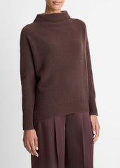 VINCE | Plush Cashmere Funnel-Neck Sweater in Turtleneck - TRUFFLE