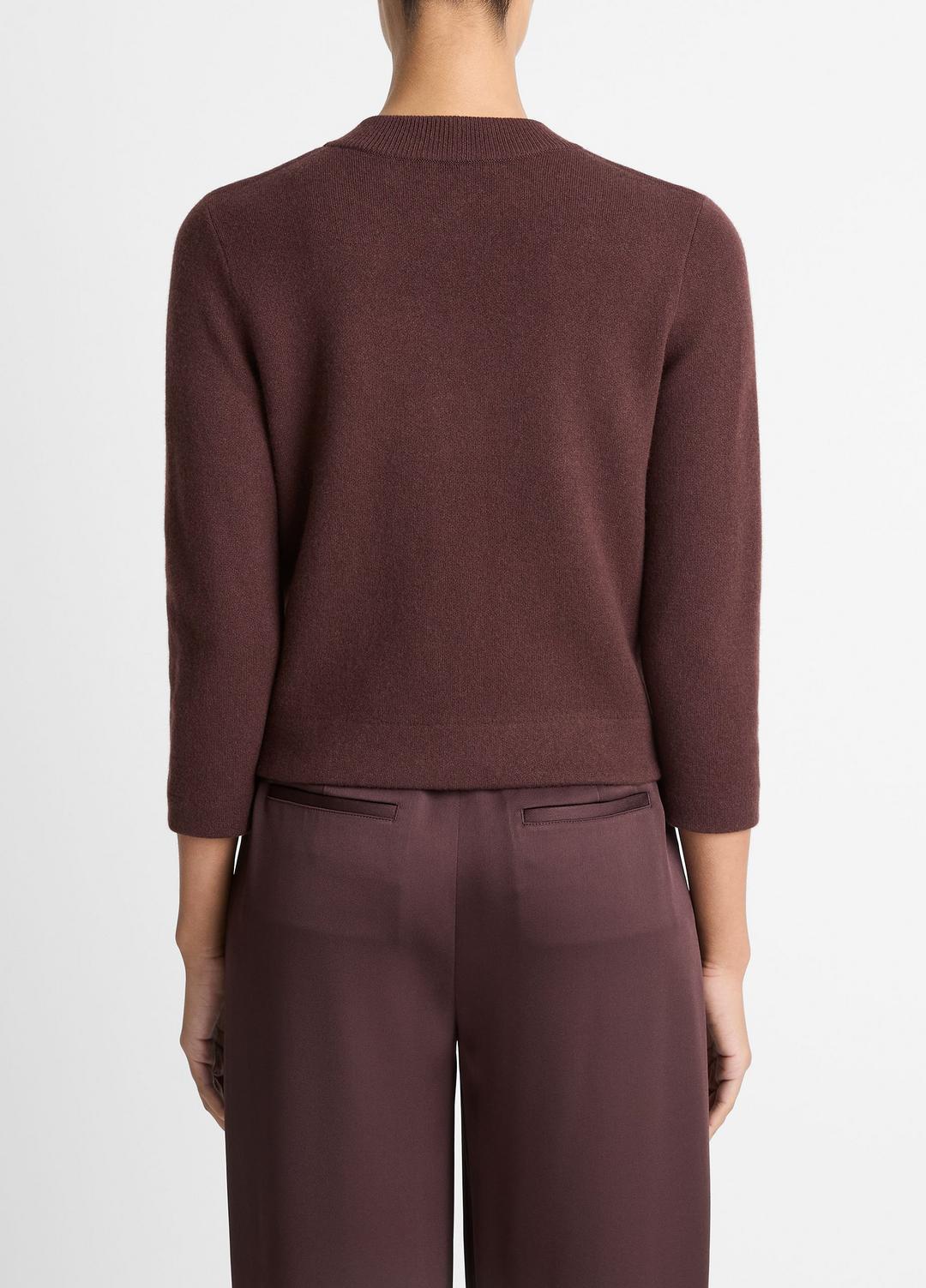 VINCE | Wool-Blend Shrunken Snap Cardigan in Cardigans - FIG